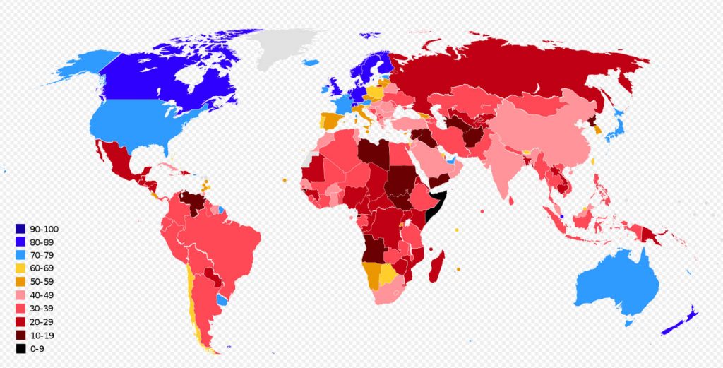 рейтинг стран мира по уровню коррупции