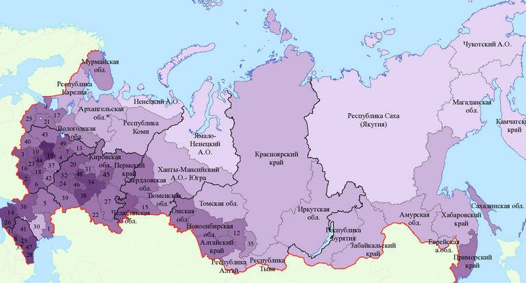 Плотность населения РФ (России) на 2019 год